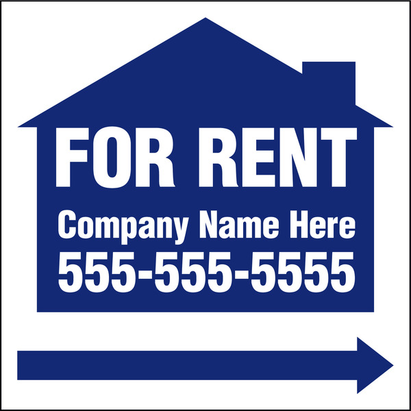 For Rent Sign Panel, with Space for Company Name, , 24h x 24w, 4mm Corrugated Plastic